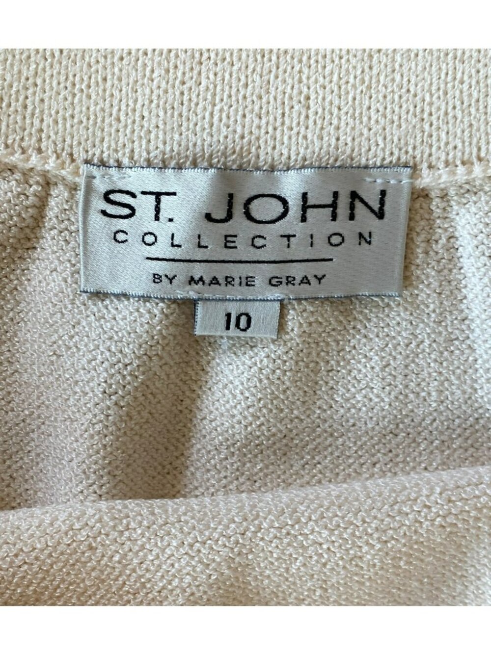 St John Collection Cream Off White Knit Skirt Santana Stretch Elastic Waist 10 - Picture 7 of 7